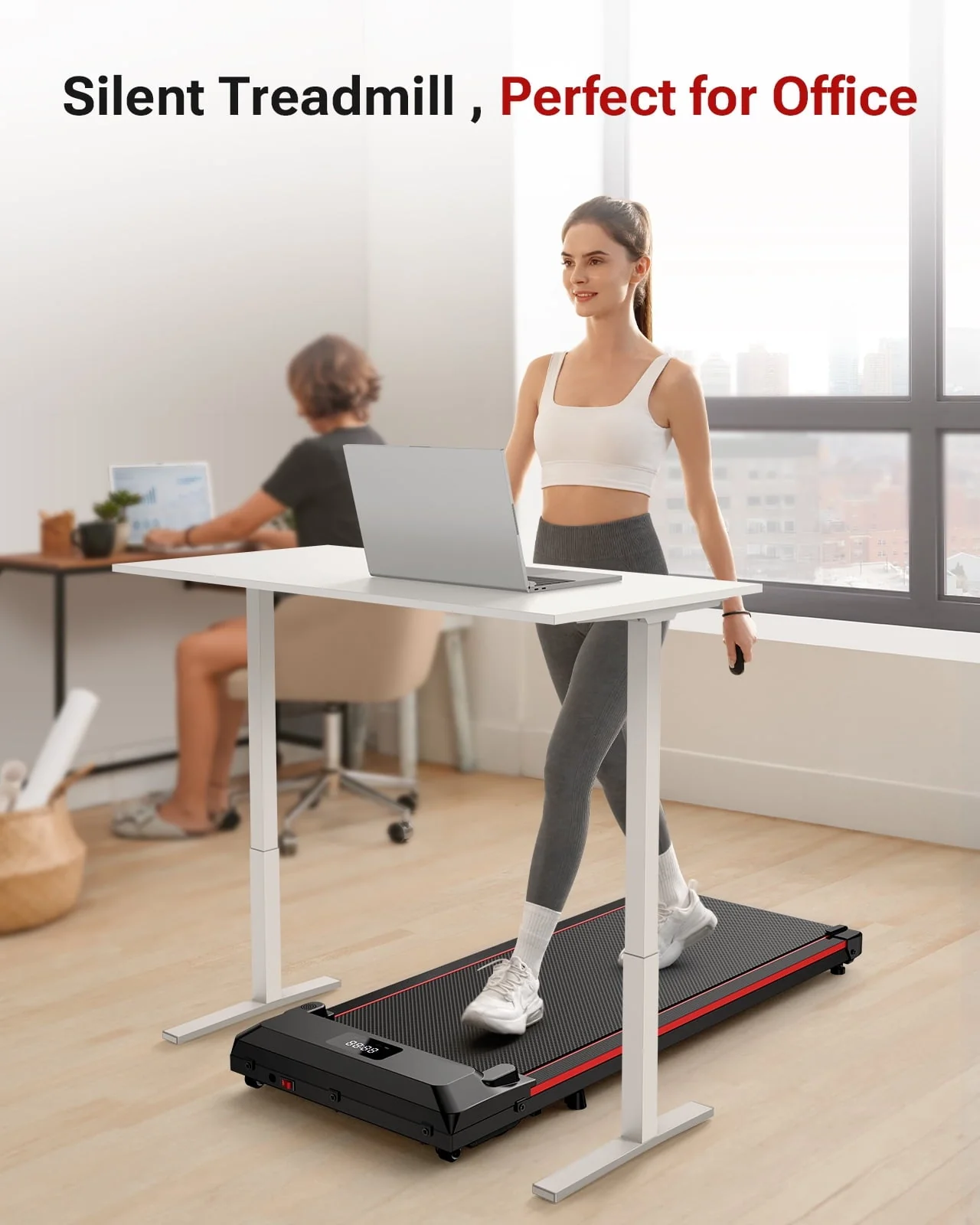 Walking Pad 2 in 1 Under Desk Treadmill with Remote Control Mini Portable Treadmill for Home Office